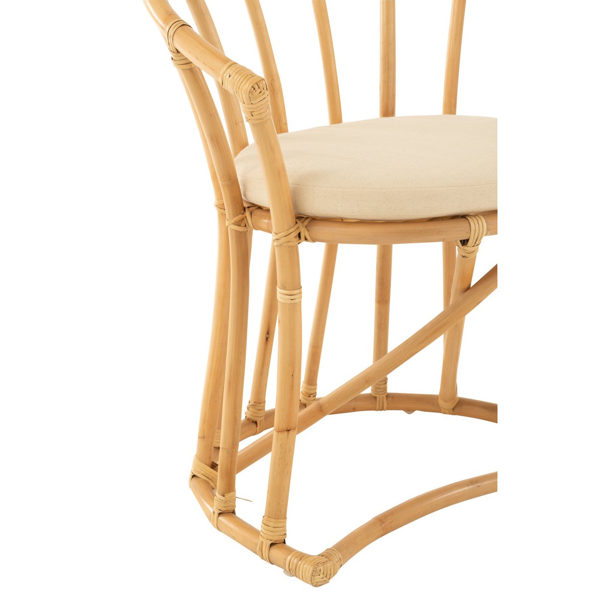 Rotan Stoel + kussen jute/textiel - naturel/wit