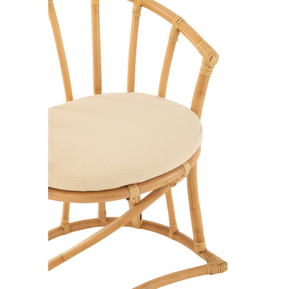 Rotan Stoel + kussen jute/textiel - naturel/wit