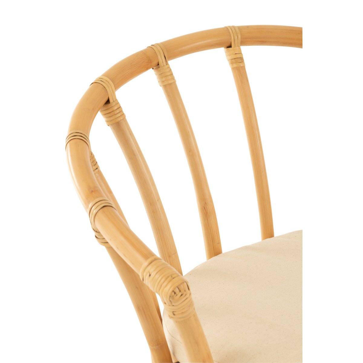 Rotan Stoel + kussen jute/textiel - naturel/wit