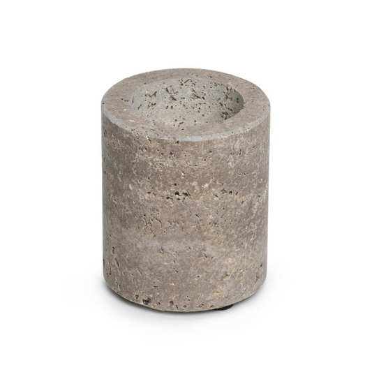 Titanium travertine waxinelichthouder M Ø6x7cm