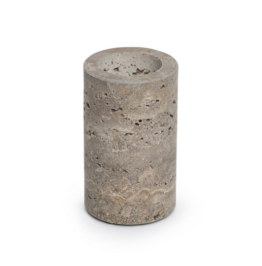 Titanium travertine waxinelichthouder L Ø6x10cm