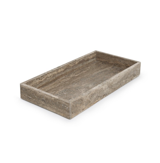Marmer Dienblad met rand titanium travertine 40x20x5cm