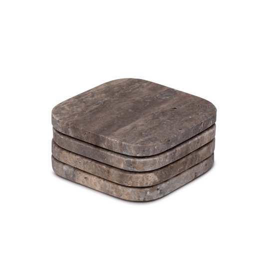 Titanium travertine onderzetter - set van 4 stuks
