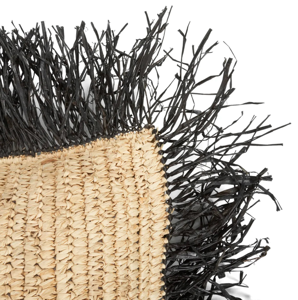 De Raffia Kussenhoes Vierkant - Naturel Zwart - 40x40