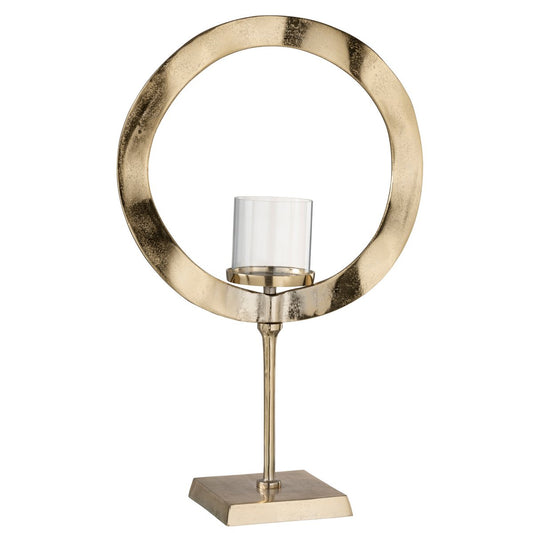 Windlicht Rond op voet goud large J-Line