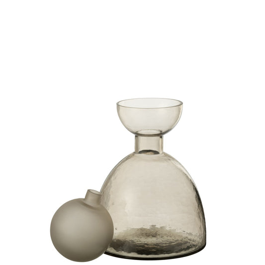 J-Line vaas Fles + Dop Yara - glas - grijs - small - Ø 20 cm