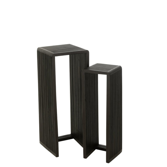 Beistelltische Cube Teak schwarz - 2er Set