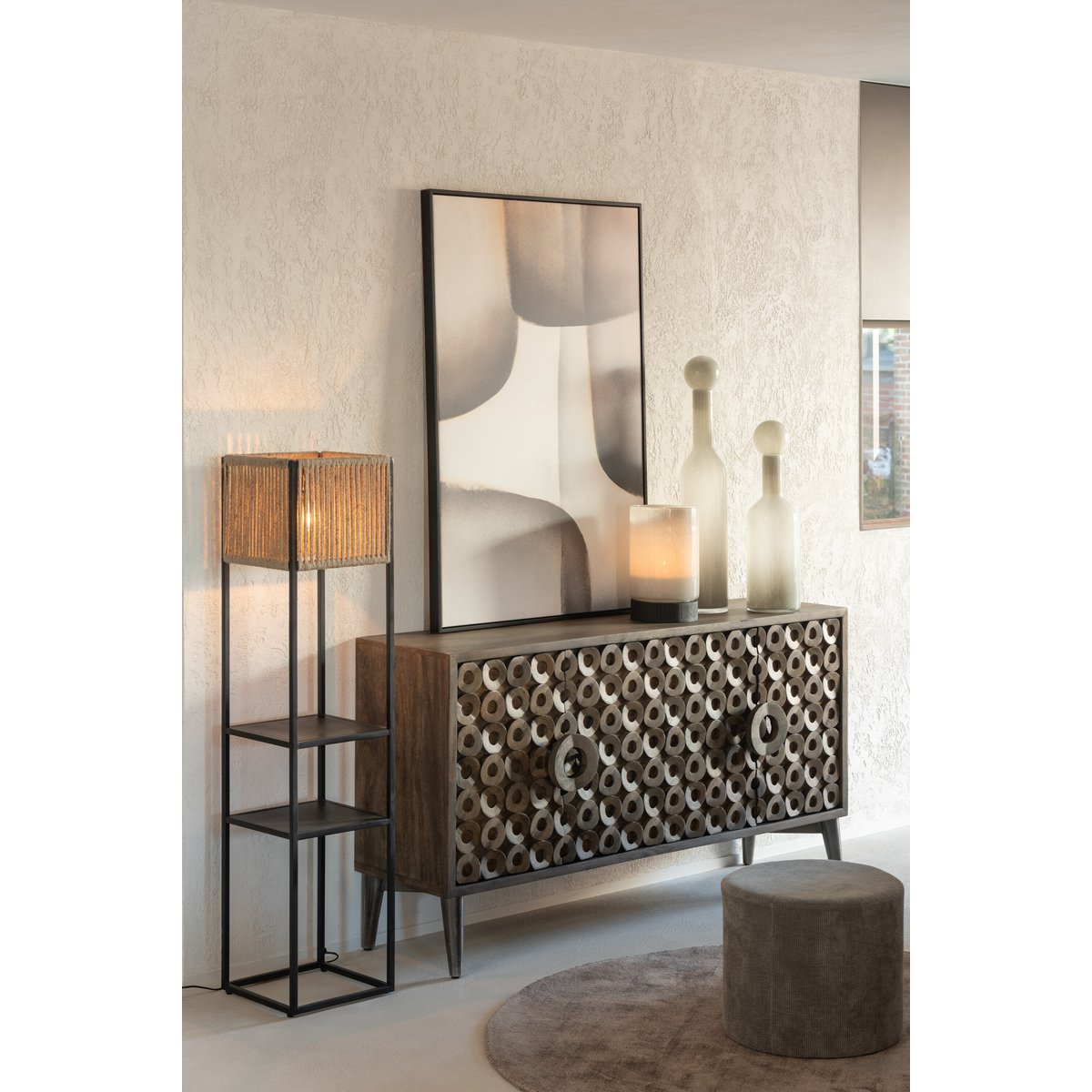 J-Line vaas fles + stop Effen - glas - wit - small
