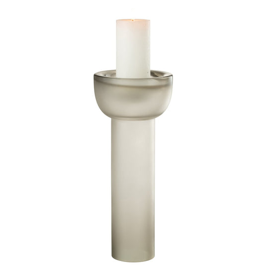 J-Line vaas/kandelaar Yara - glas - greige - large - 38 cm hoog