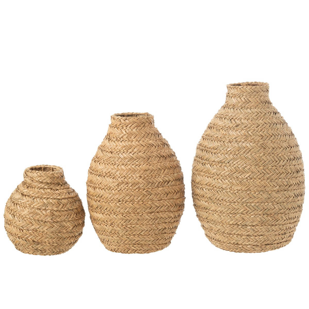 J-Line vaas Gevlochten - zeegras - naturel - large - 60 cm hoog