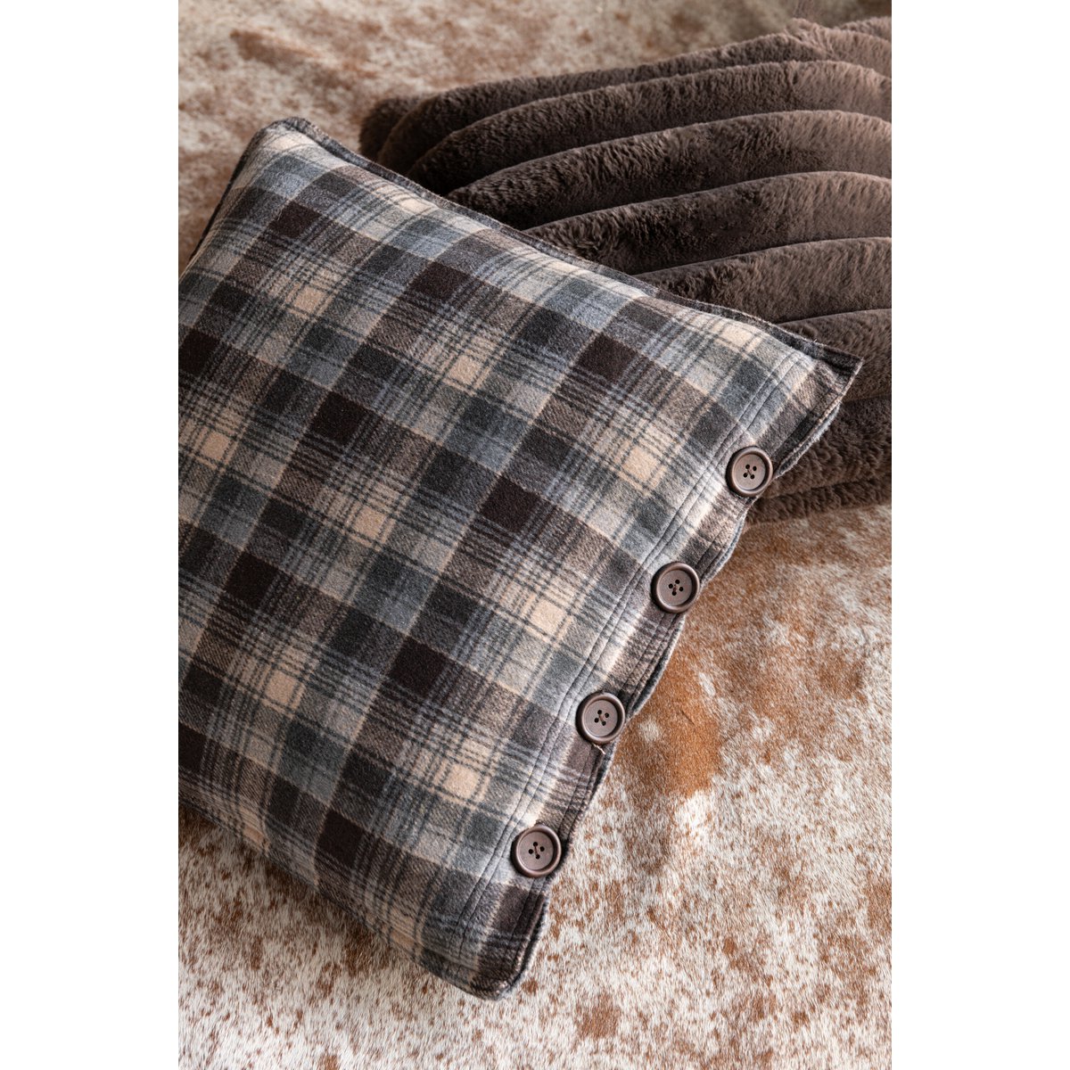 J-Line Kussen Large Corduroy Chocolade