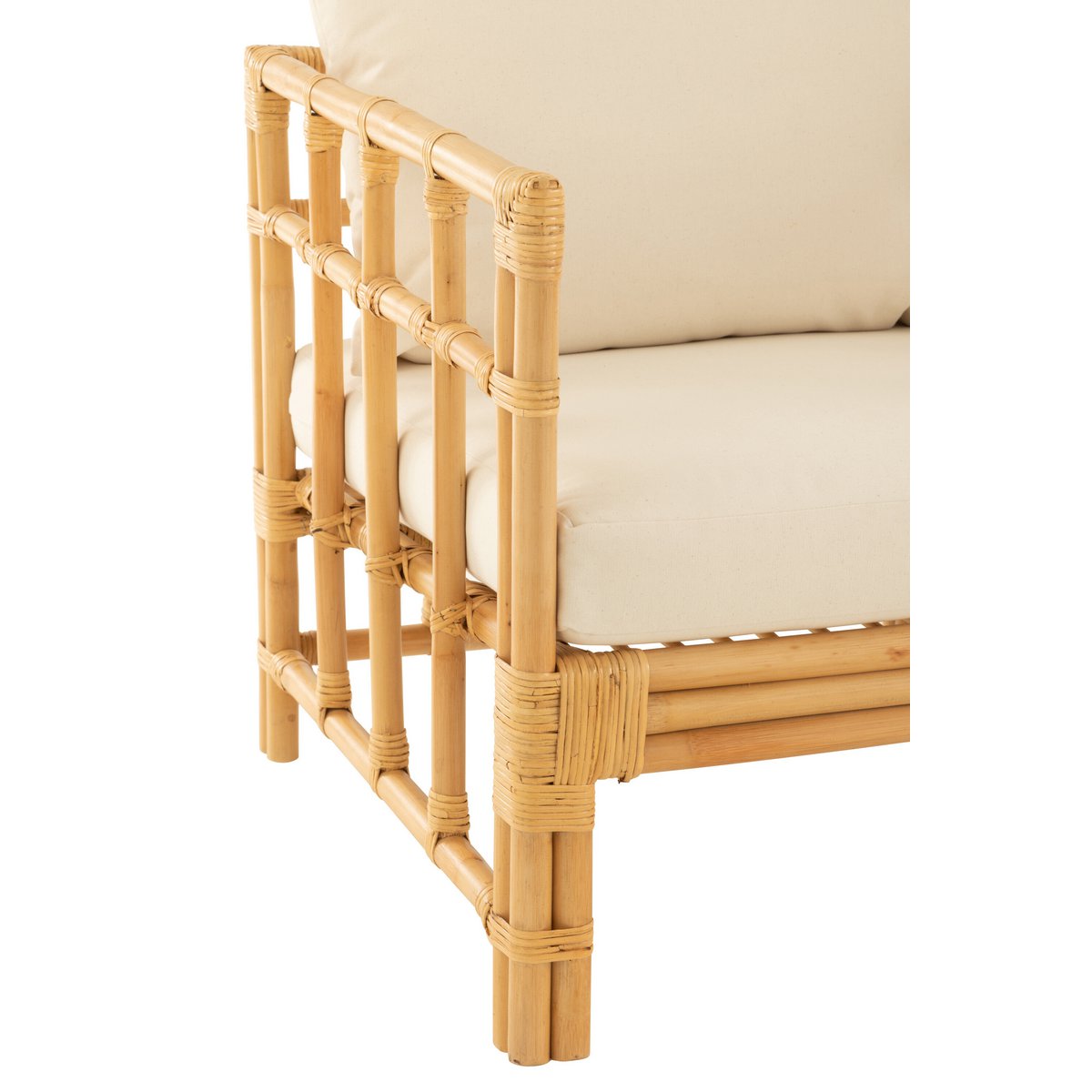 J-Line armstoel Elise + Kussen - rotan/textiel - naturel/wit