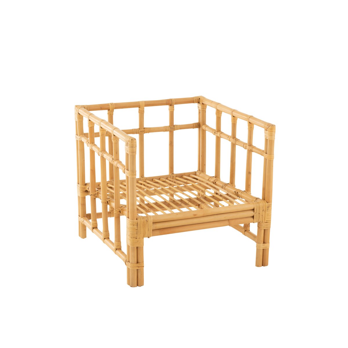 J-Line armstoel Elise + Kussen - rotan/textiel - naturel/wit