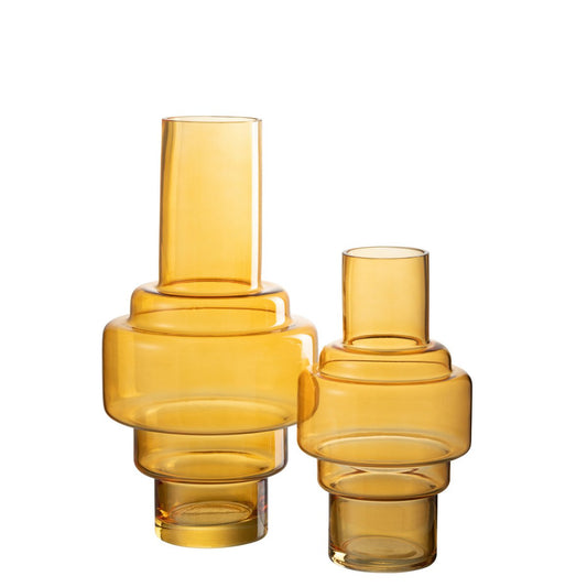J-Line vaas Rino - glas - oker - large - 36 cm hoog